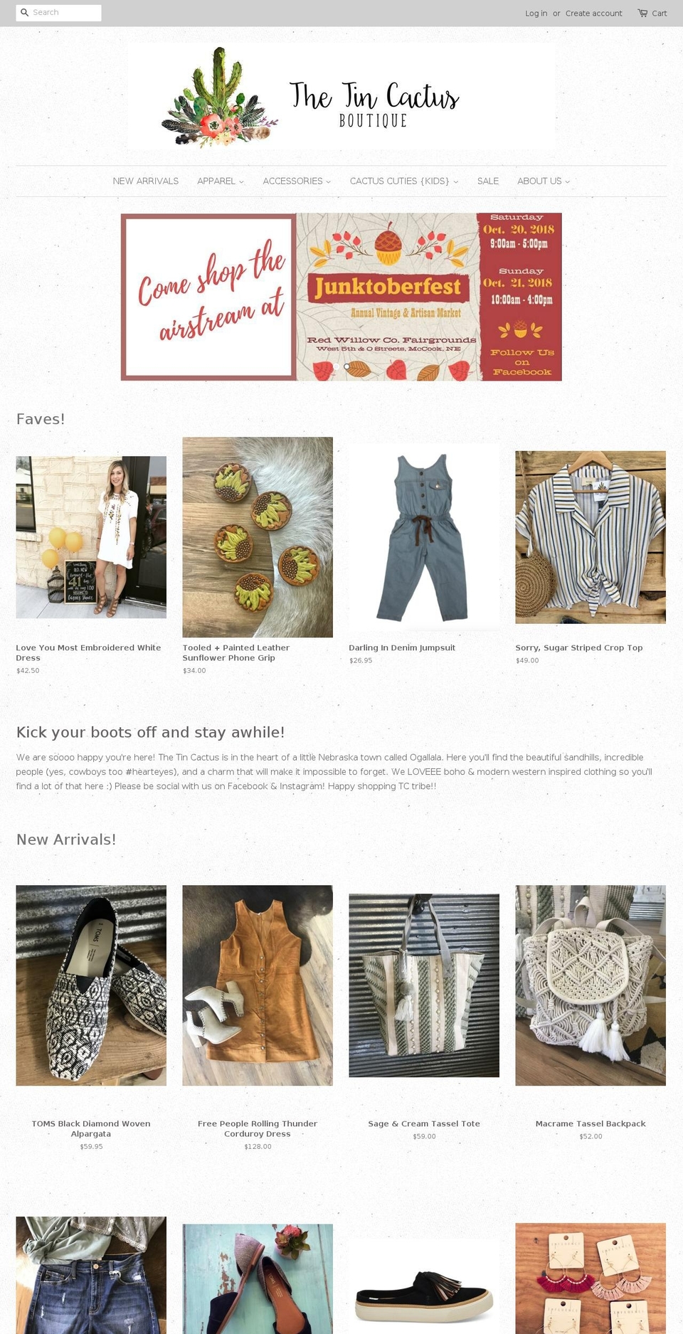 Route test Shopify theme site example thetincactus.com