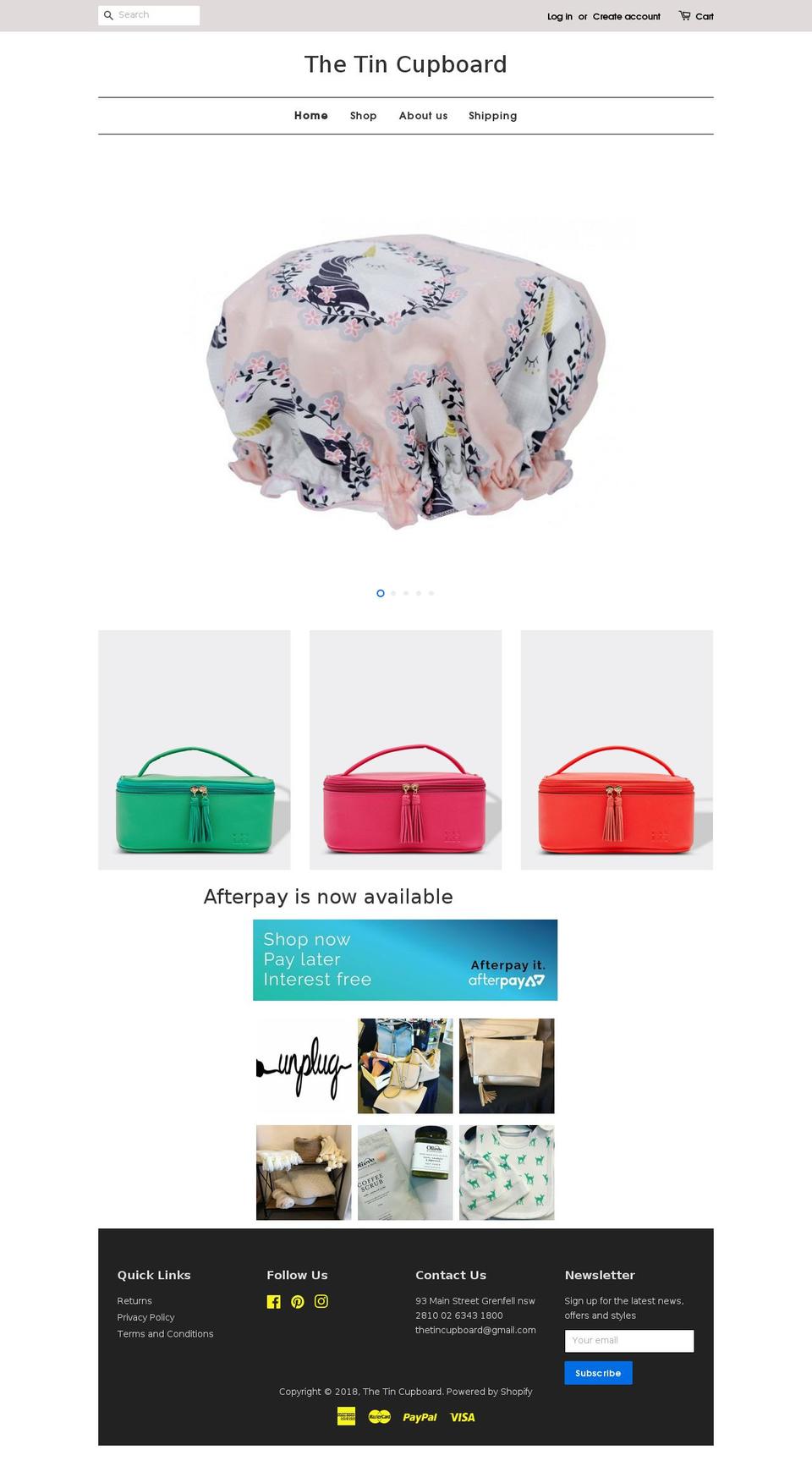 thetincupboard.com — Shopify storefront screenshot