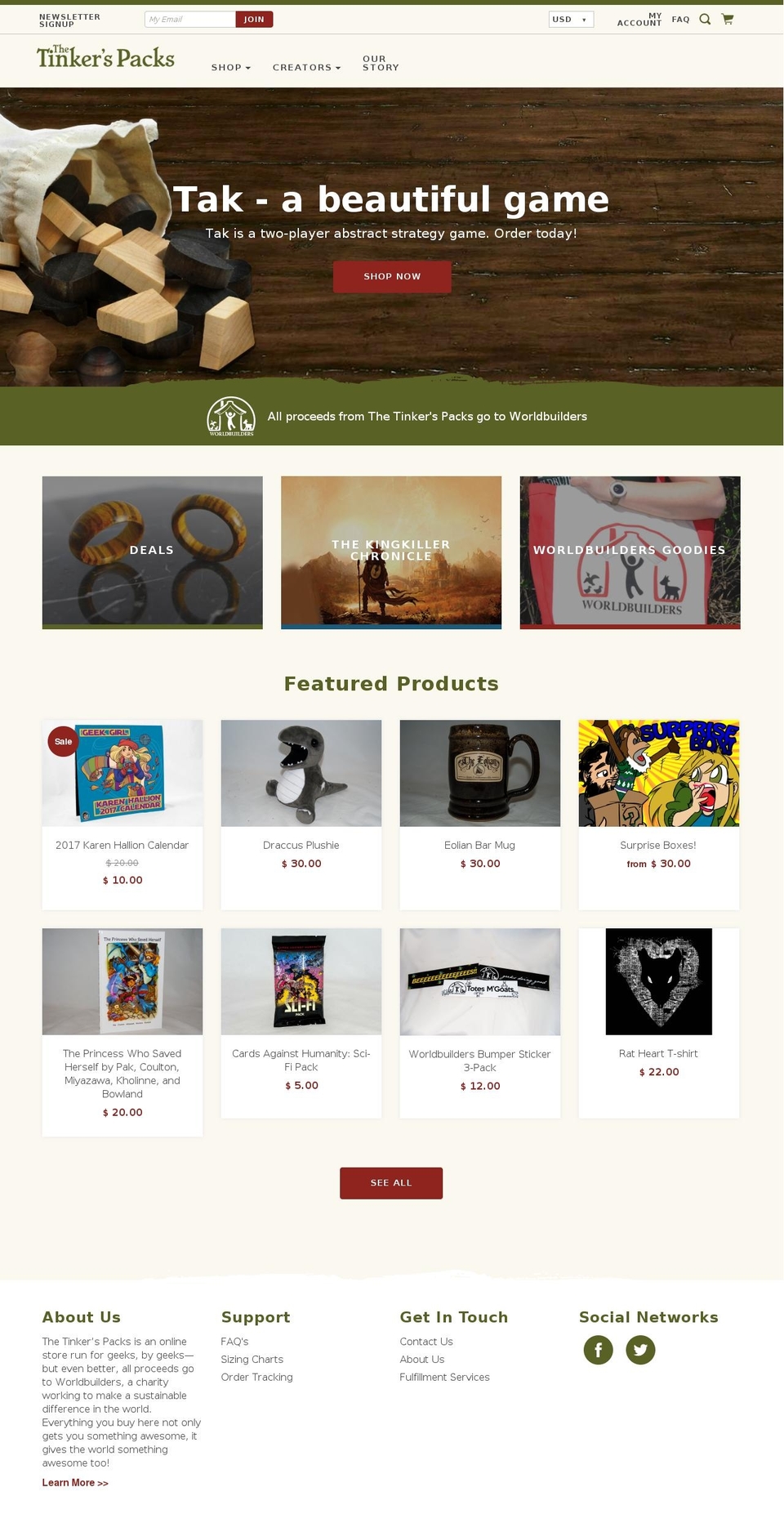 Dawn Shopify theme site example thetinkerspacks.com