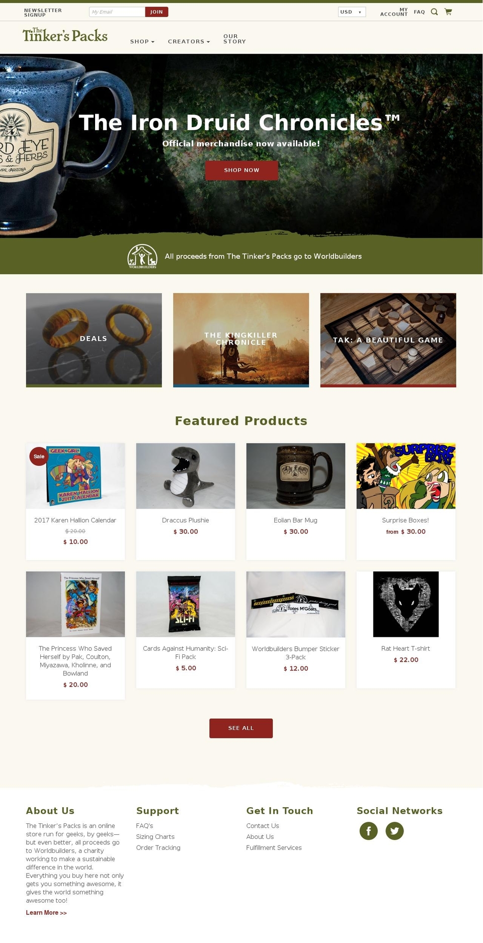 thetinkerspacks.org shopify website screenshot