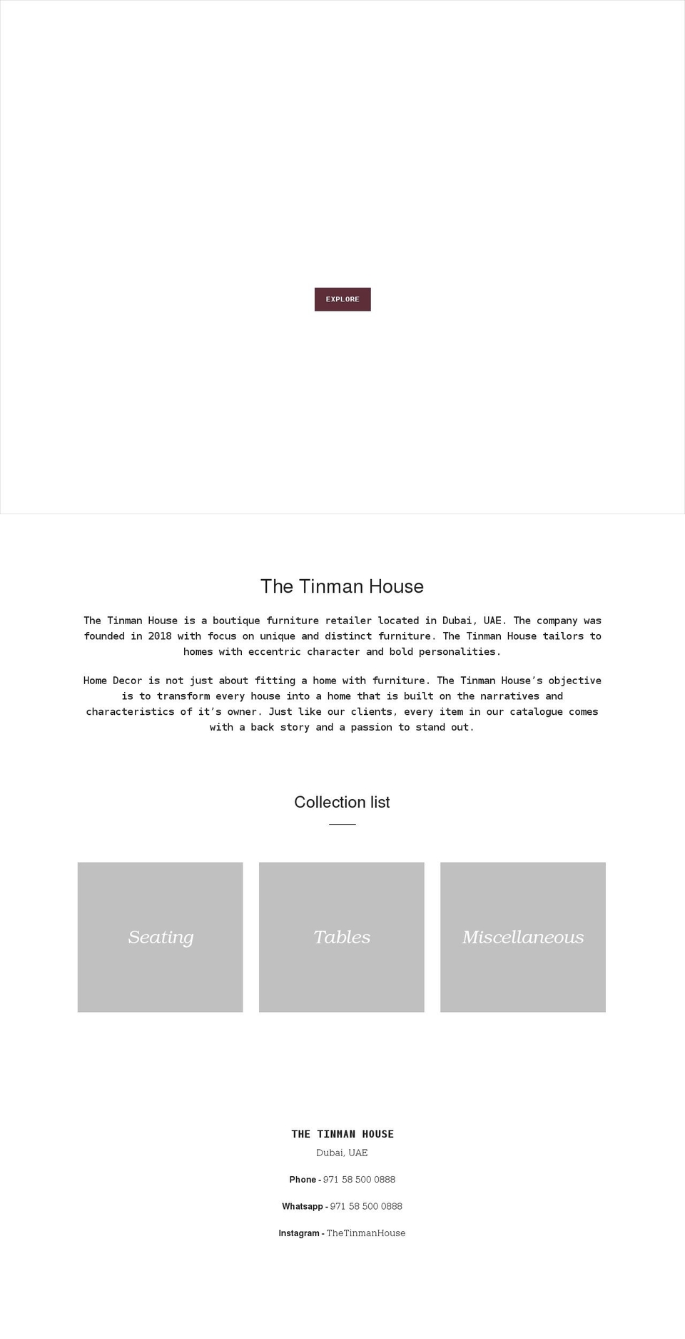 thetinmanhouse.com shopify website screenshot