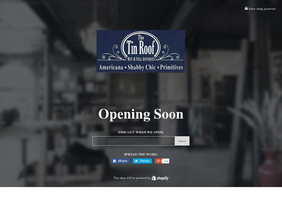 thetinroofantiques.com shopify website screenshot