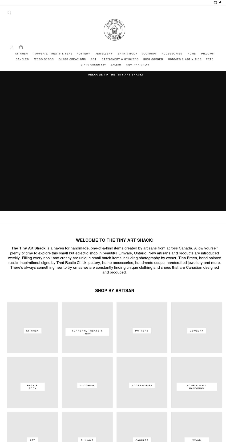thetinyartshack.com shopify website screenshot