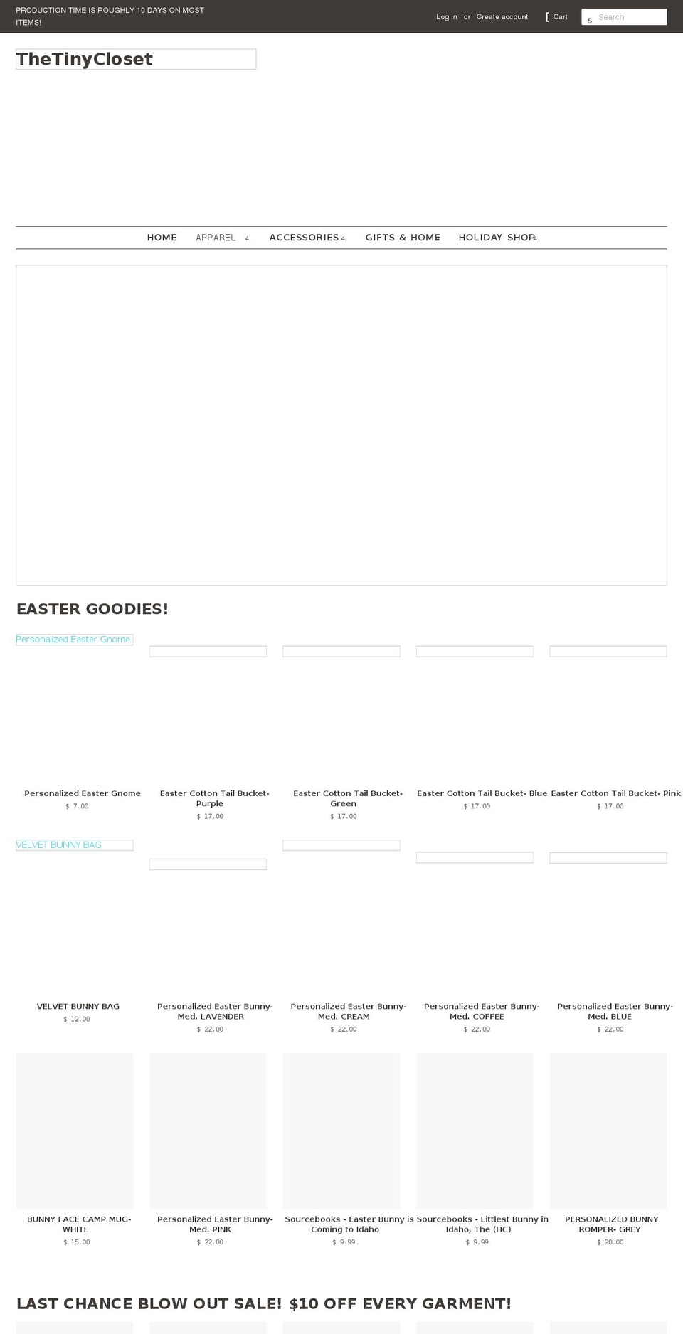 thetinyclosetboutique.com shopify website screenshot