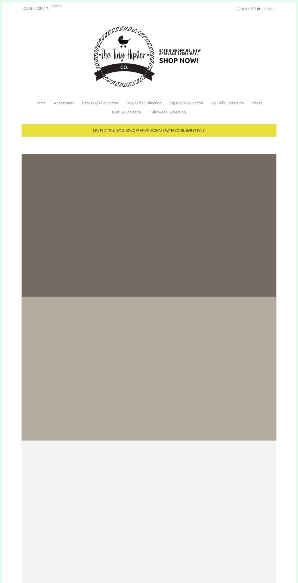 thetinyhipster.com — Shopify storefront screenshot