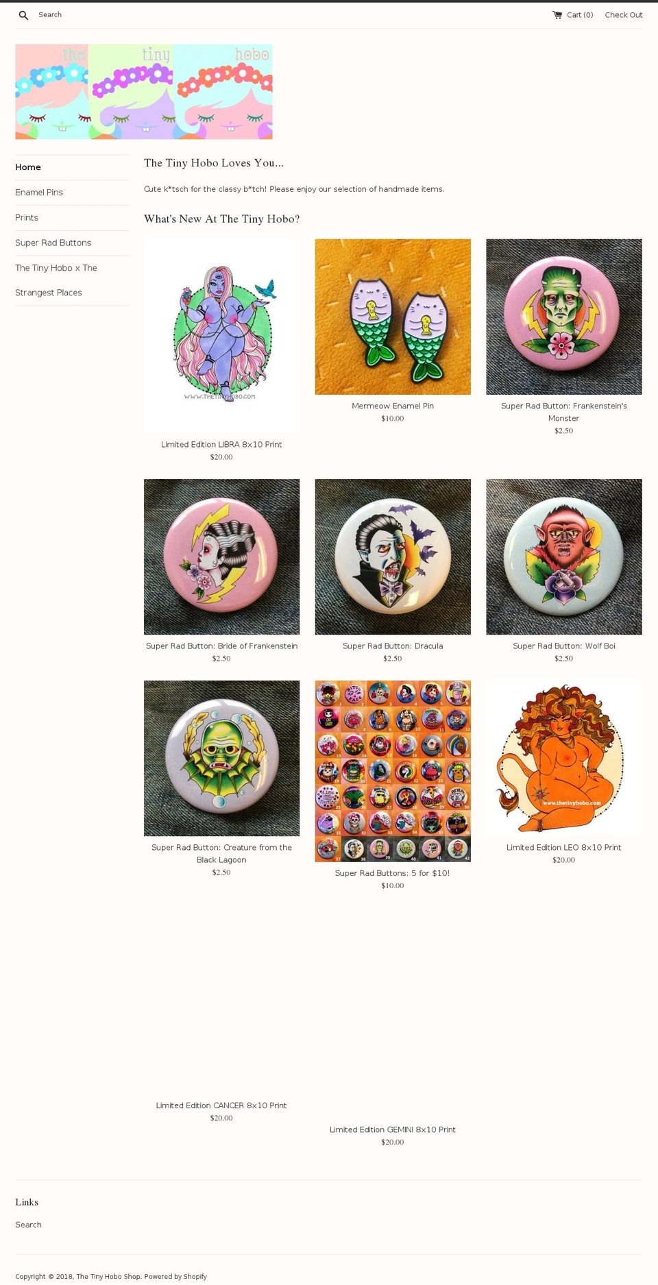 thetinyhobo.com shopify website screenshot
