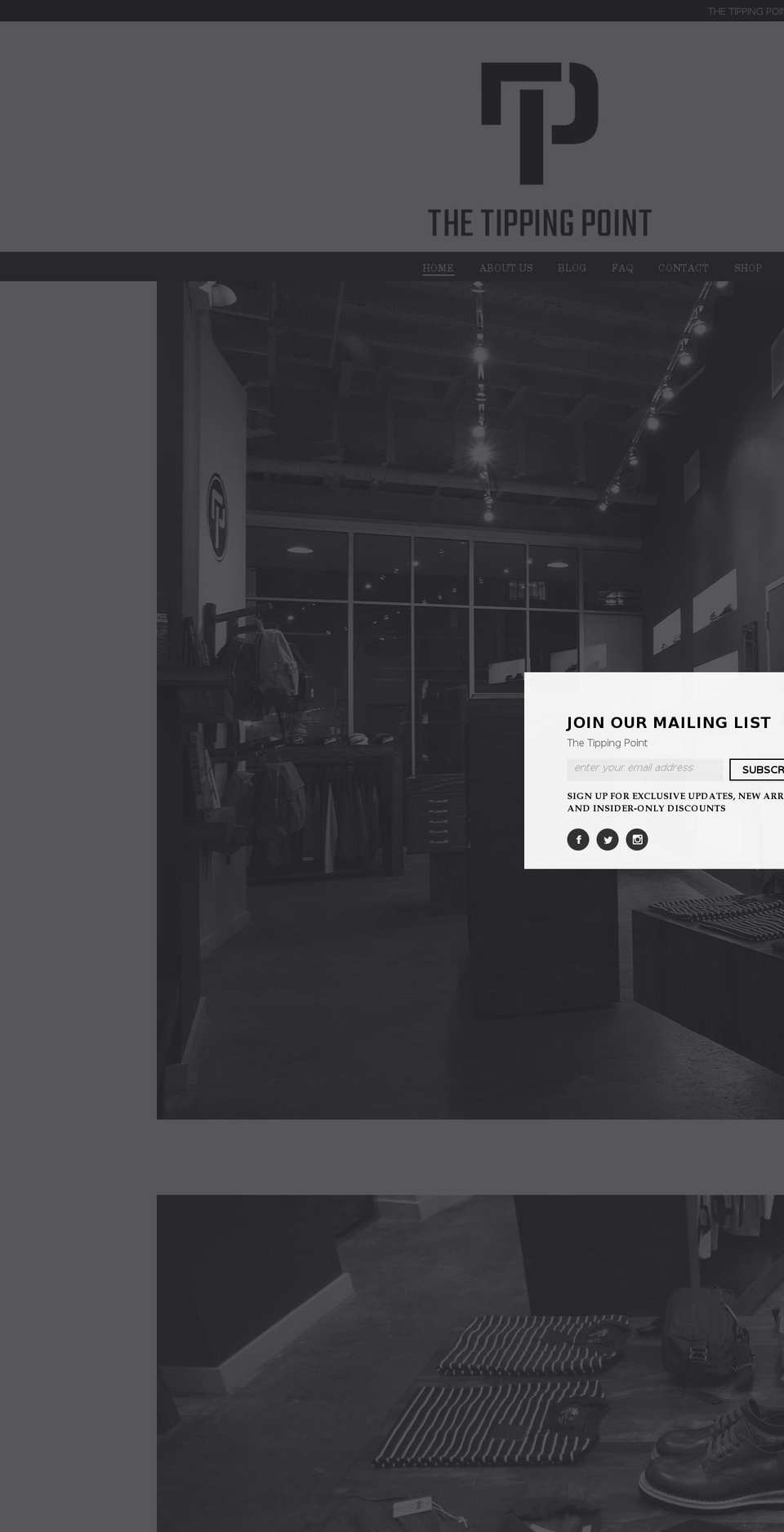 thetippingpointstore.com shopify website screenshot