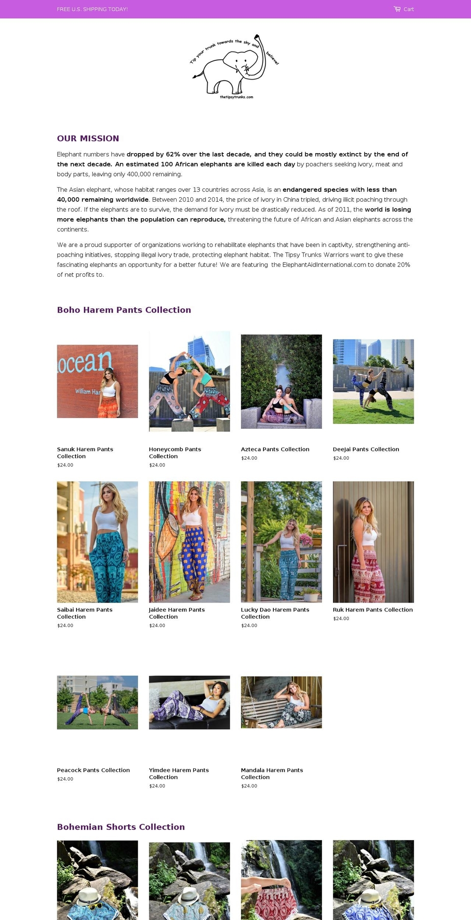 thetipsytrunks.com — Shopify storefront screenshot