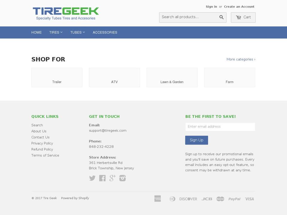thetiregeek.com shopify website screenshot