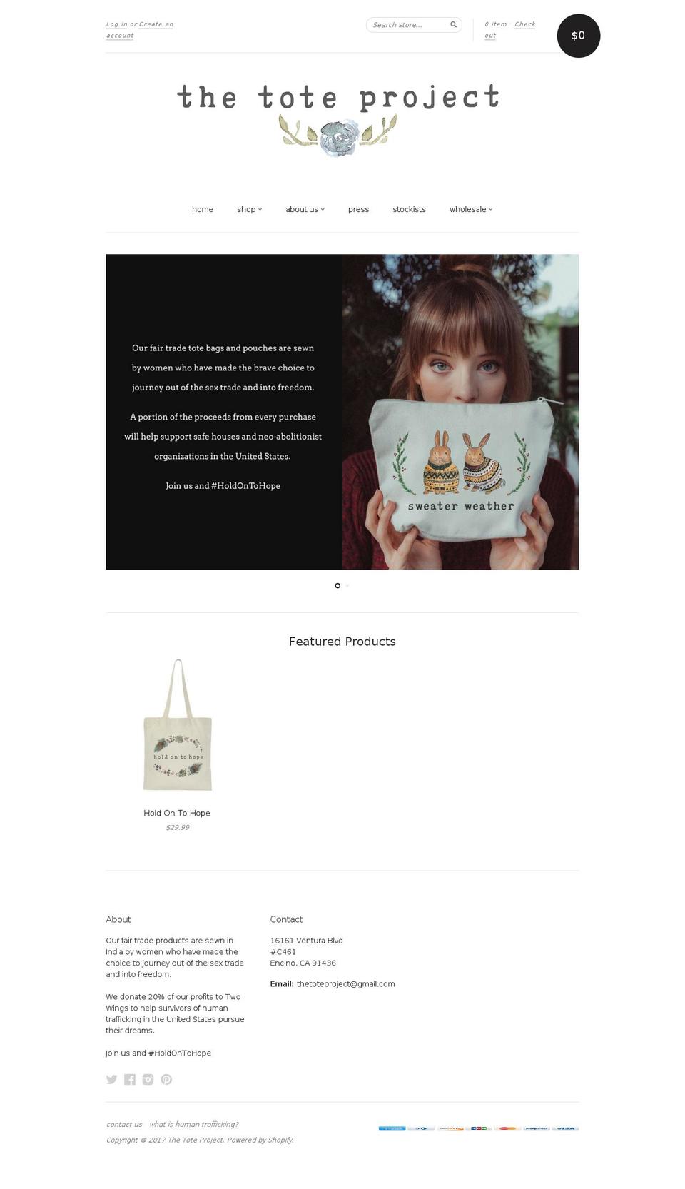 thetoteproject.com shopify website screenshot
