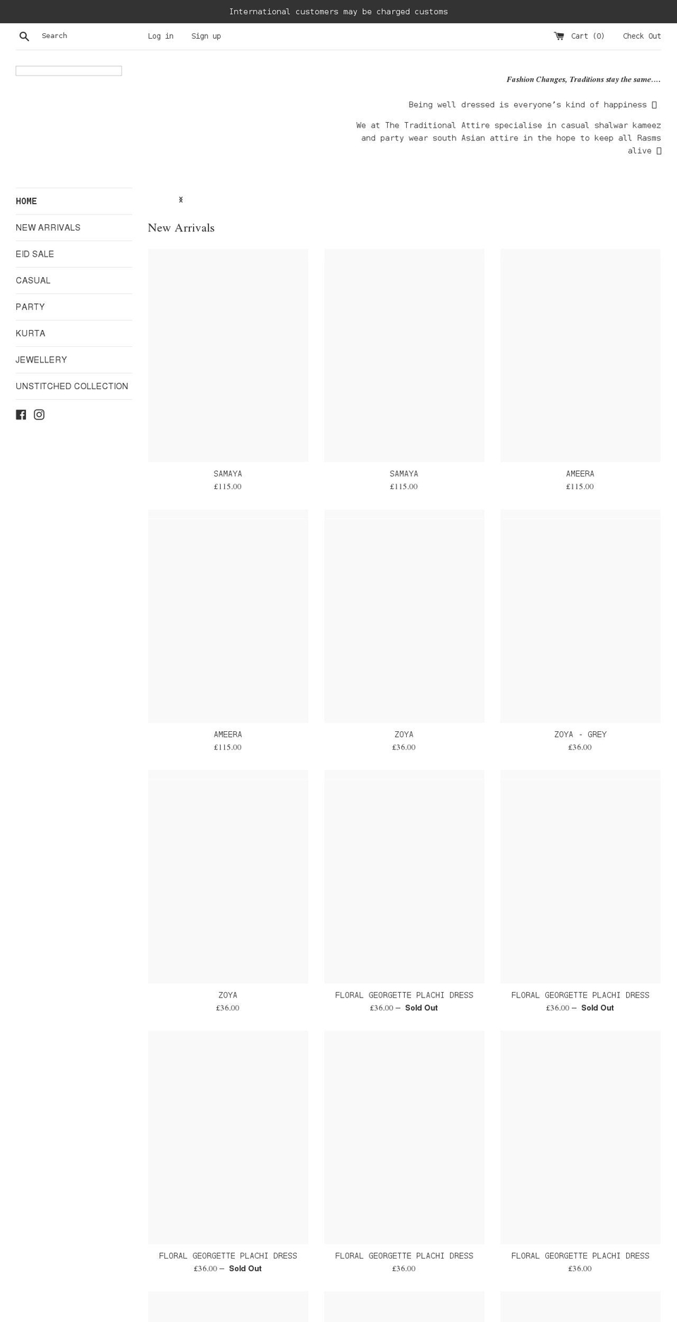 thetraditionalattire.com shopify website screenshot