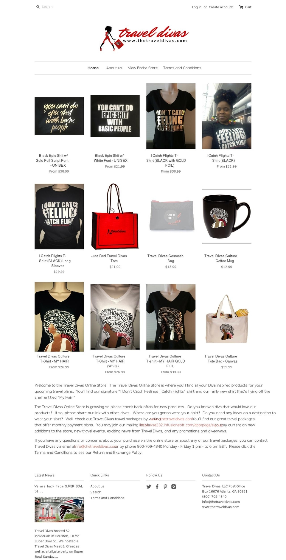 thetraveldivasstore.com shopify website screenshot