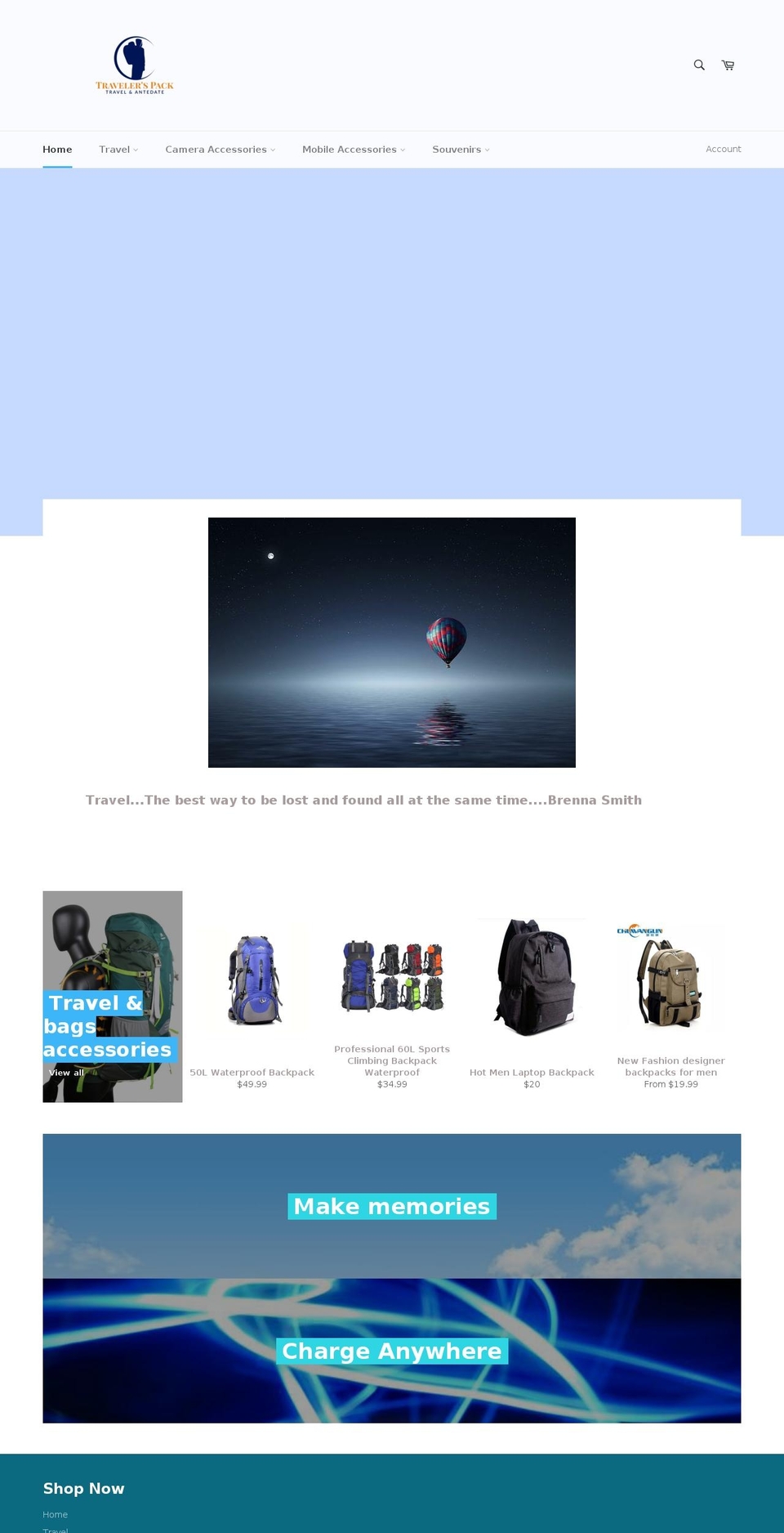 thetravelerspack.com — Shopify storefront screenshot