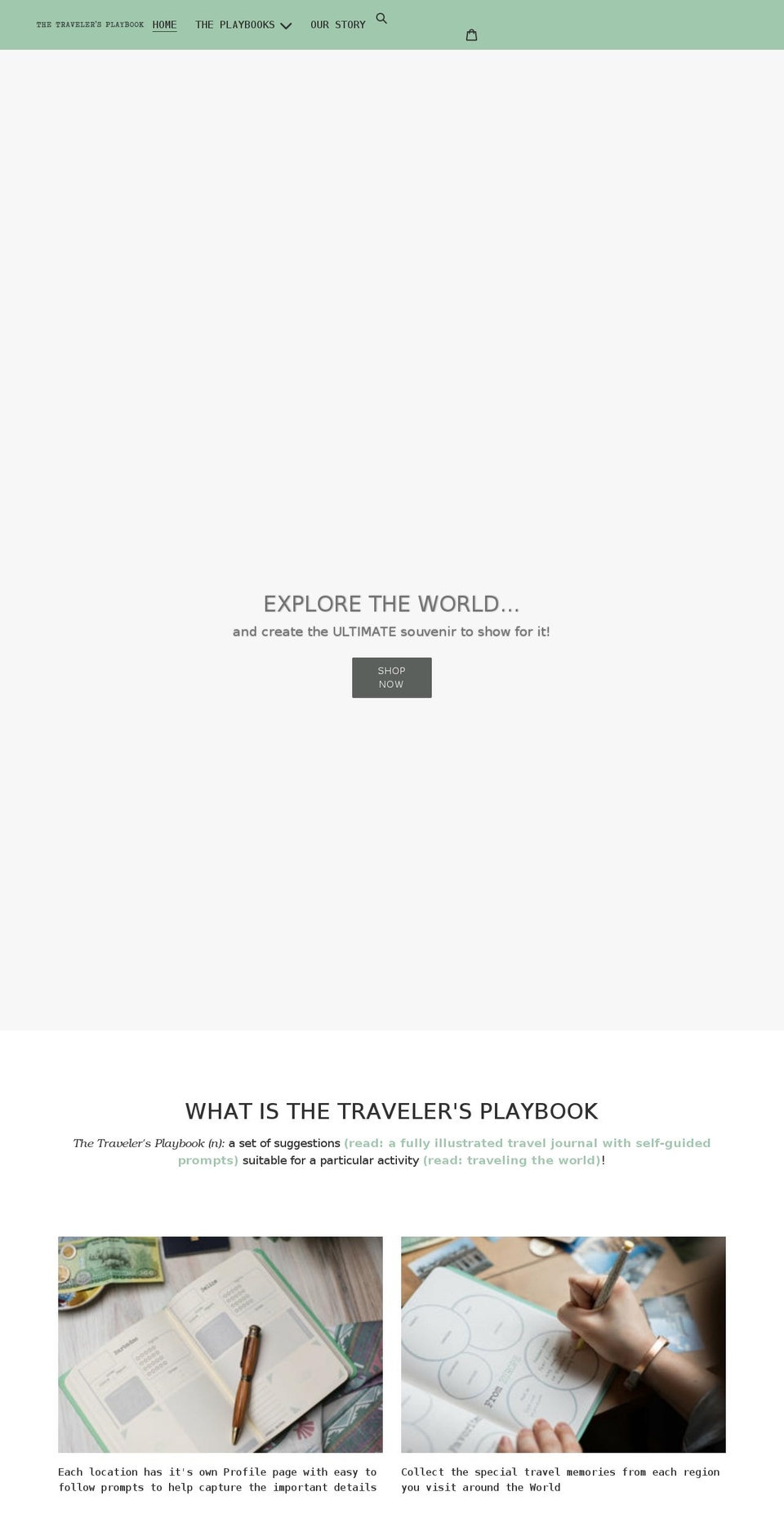 thetravelersplaybook.com shopify website screenshot