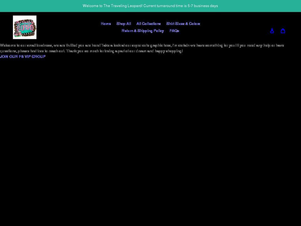 thetravelingleopard.com shopify website screenshot