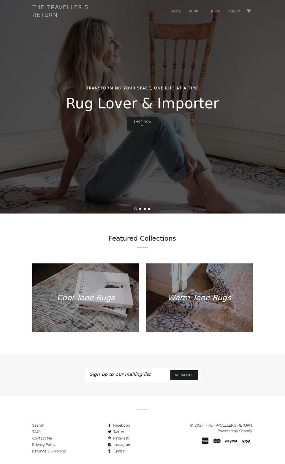 thetravellersreturn.com shopify website screenshot