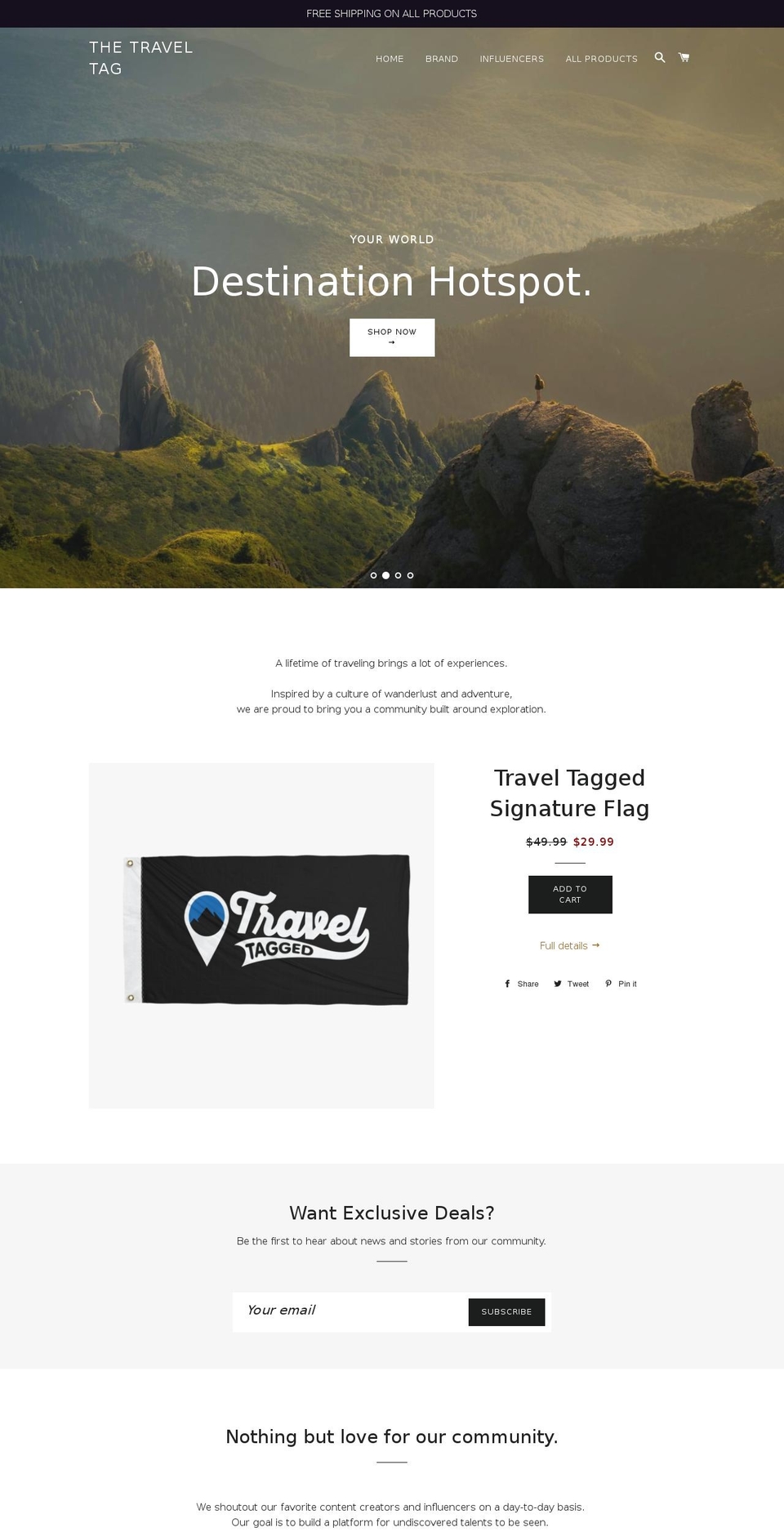 thetraveltag.com — Shopify storefront screenshot