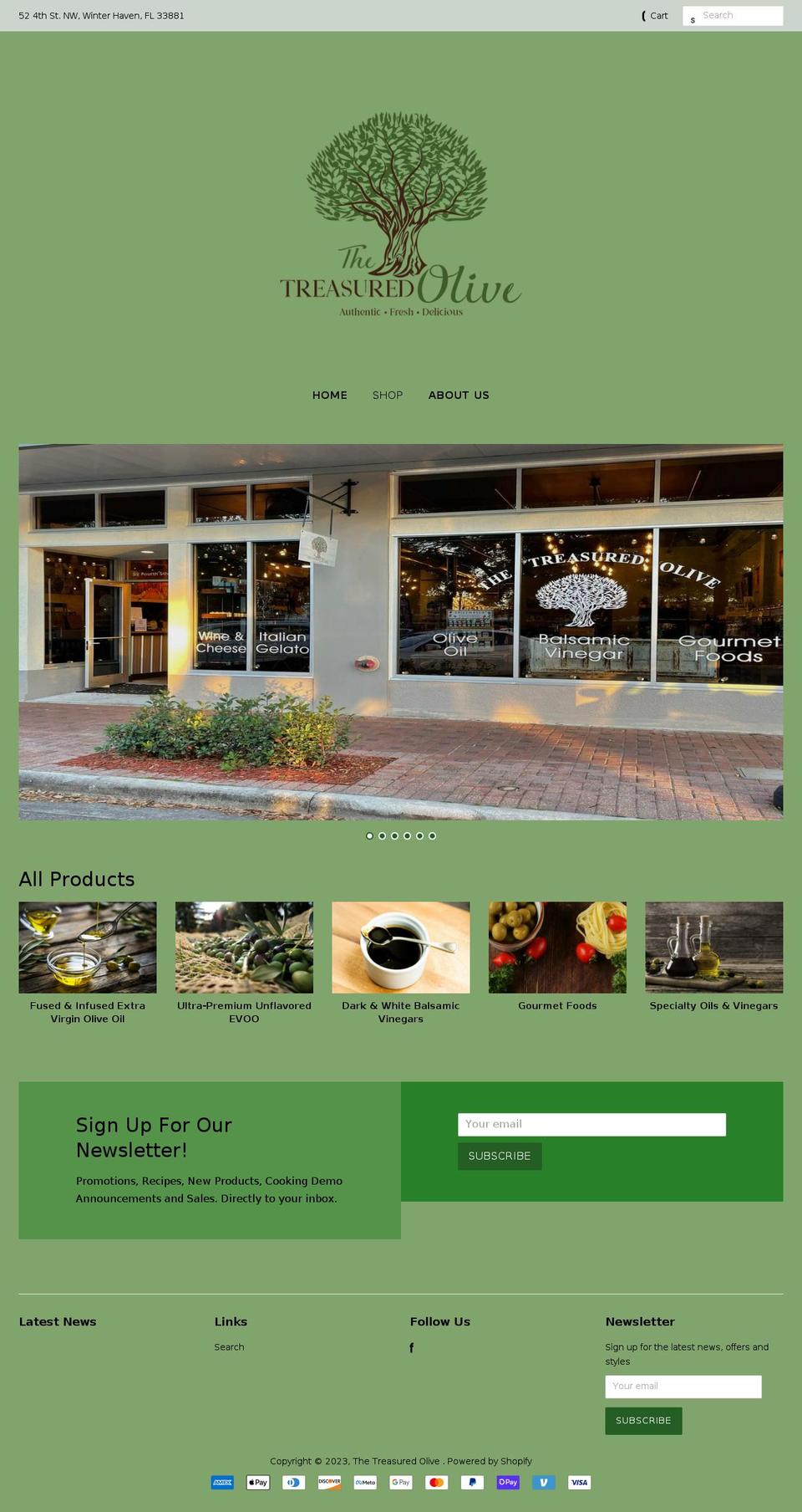 thetreasuredolive.com shopify website screenshot