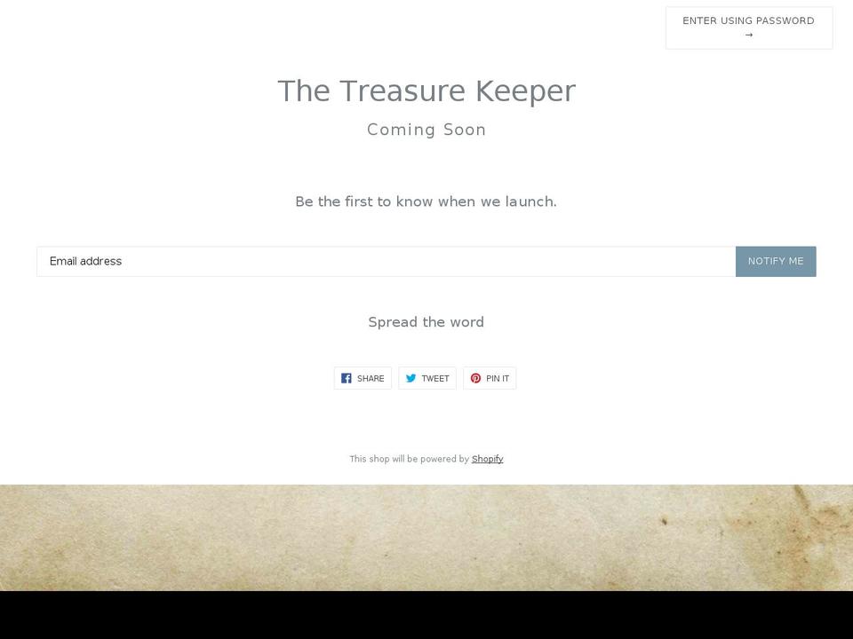 thetreasurekeeper.com — Shopify storefront screenshot