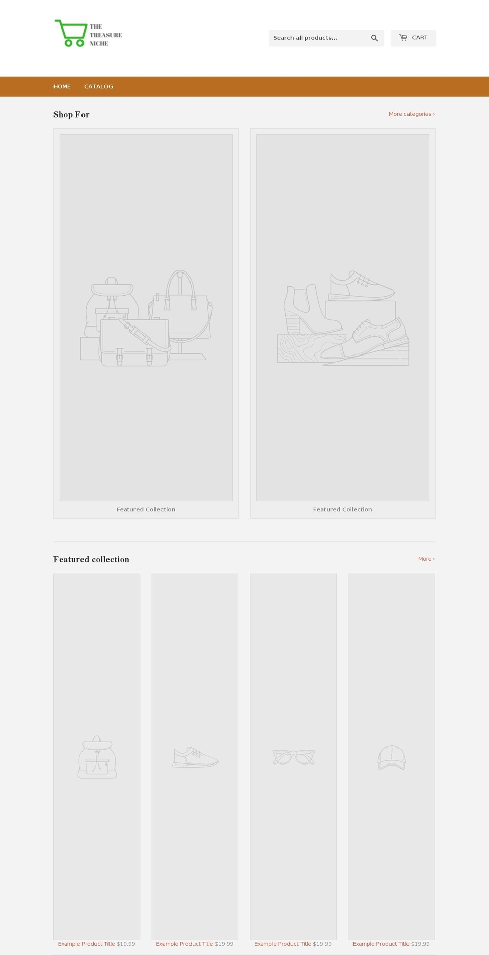thetreasureniche.com — Shopify storefront screenshot