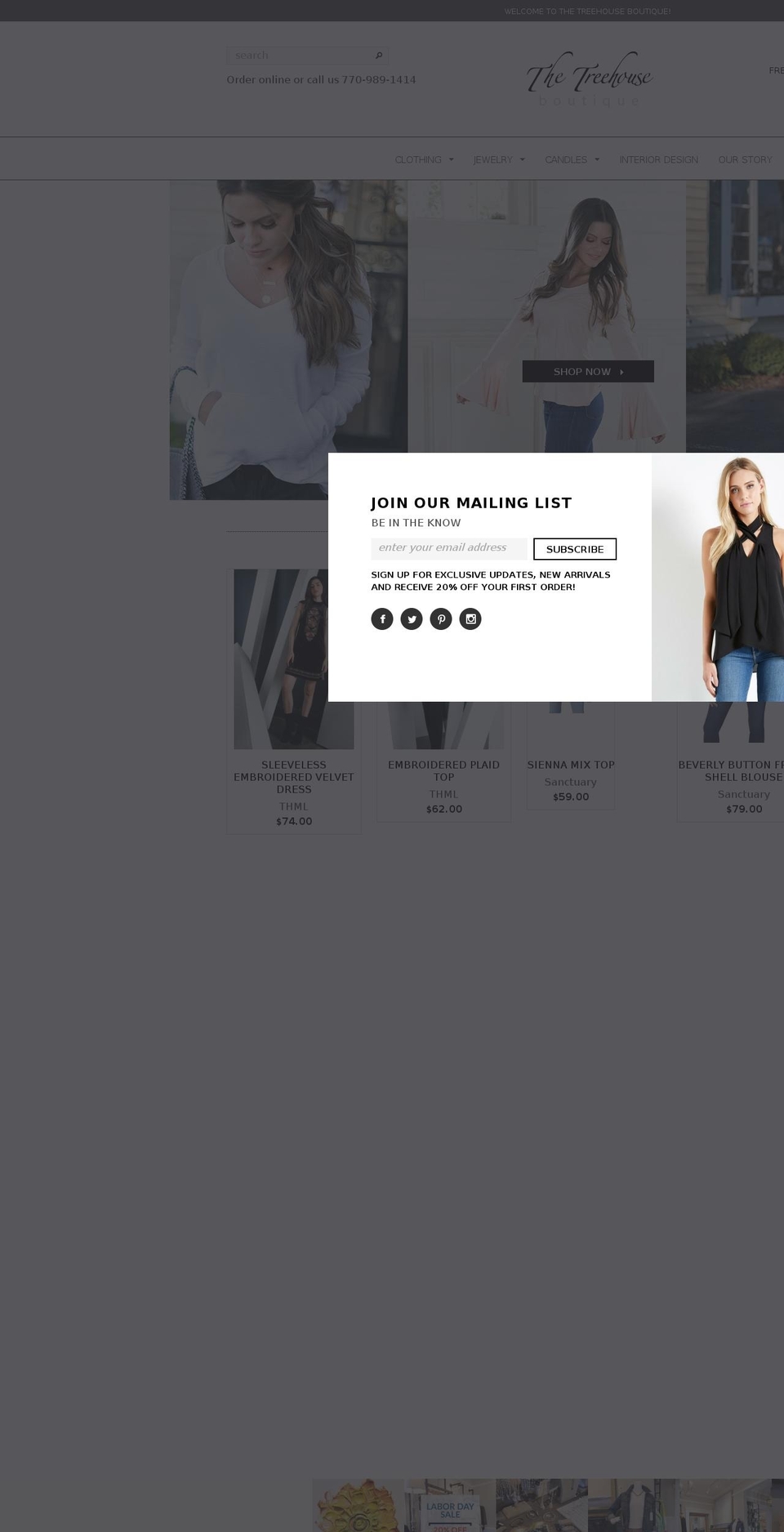 thetreehouseboutique.com — Shopify storefront screenshot
