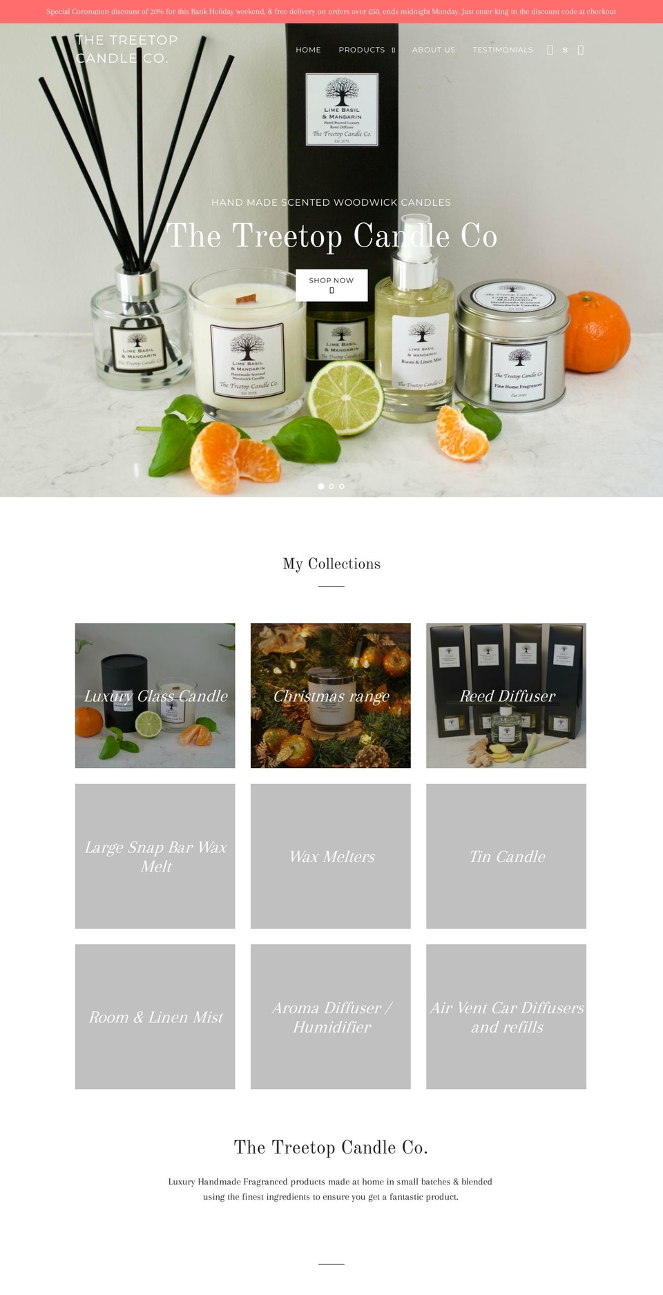 thetreetopcandleco.com shopify website screenshot