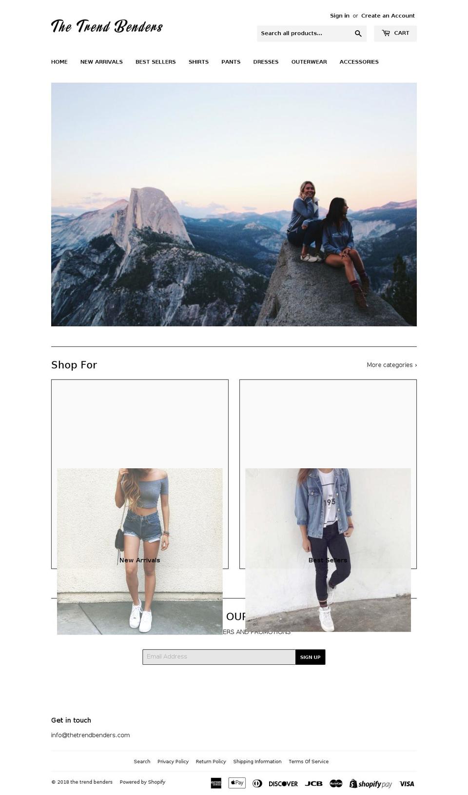 thetrendbenders.com — Shopify storefront screenshot