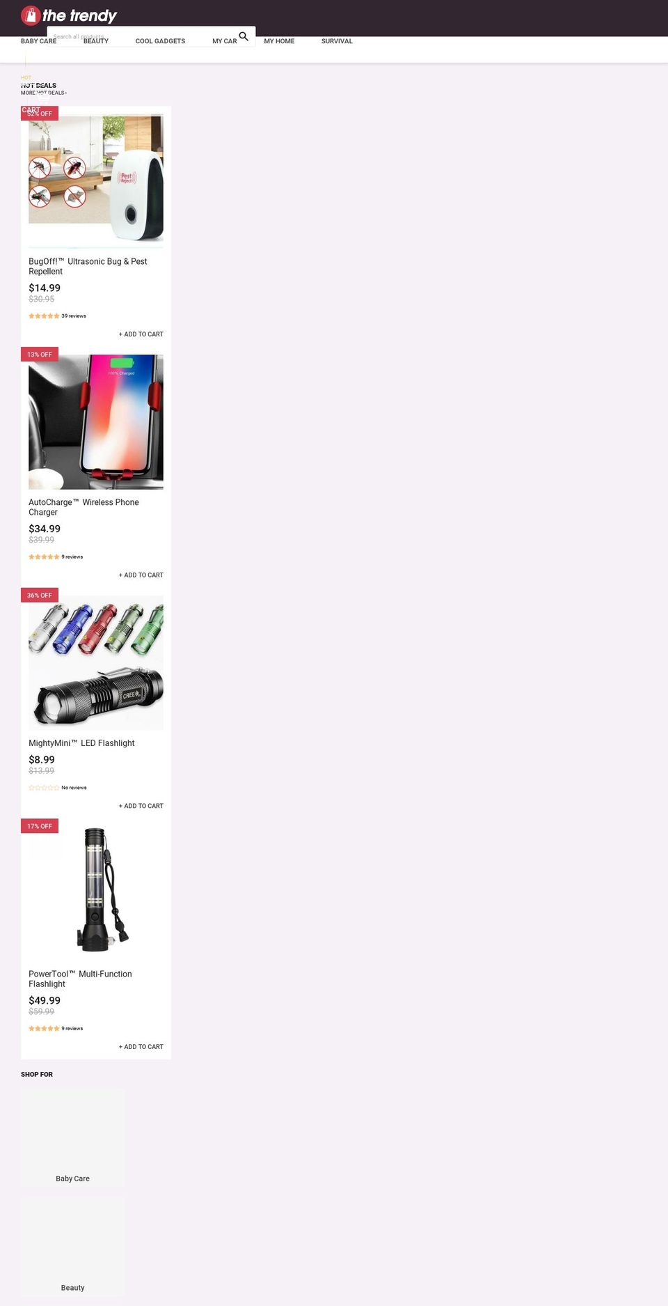 thetrendy.com — Shopify storefront screenshot