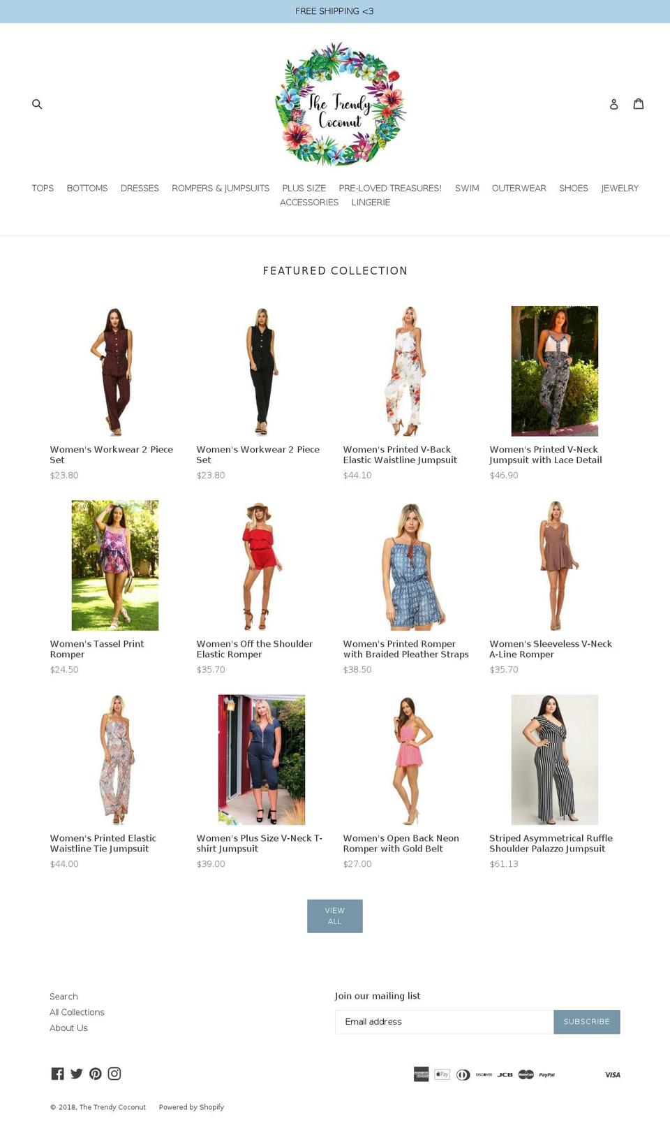 thetrendycoconut.com shopify website screenshot