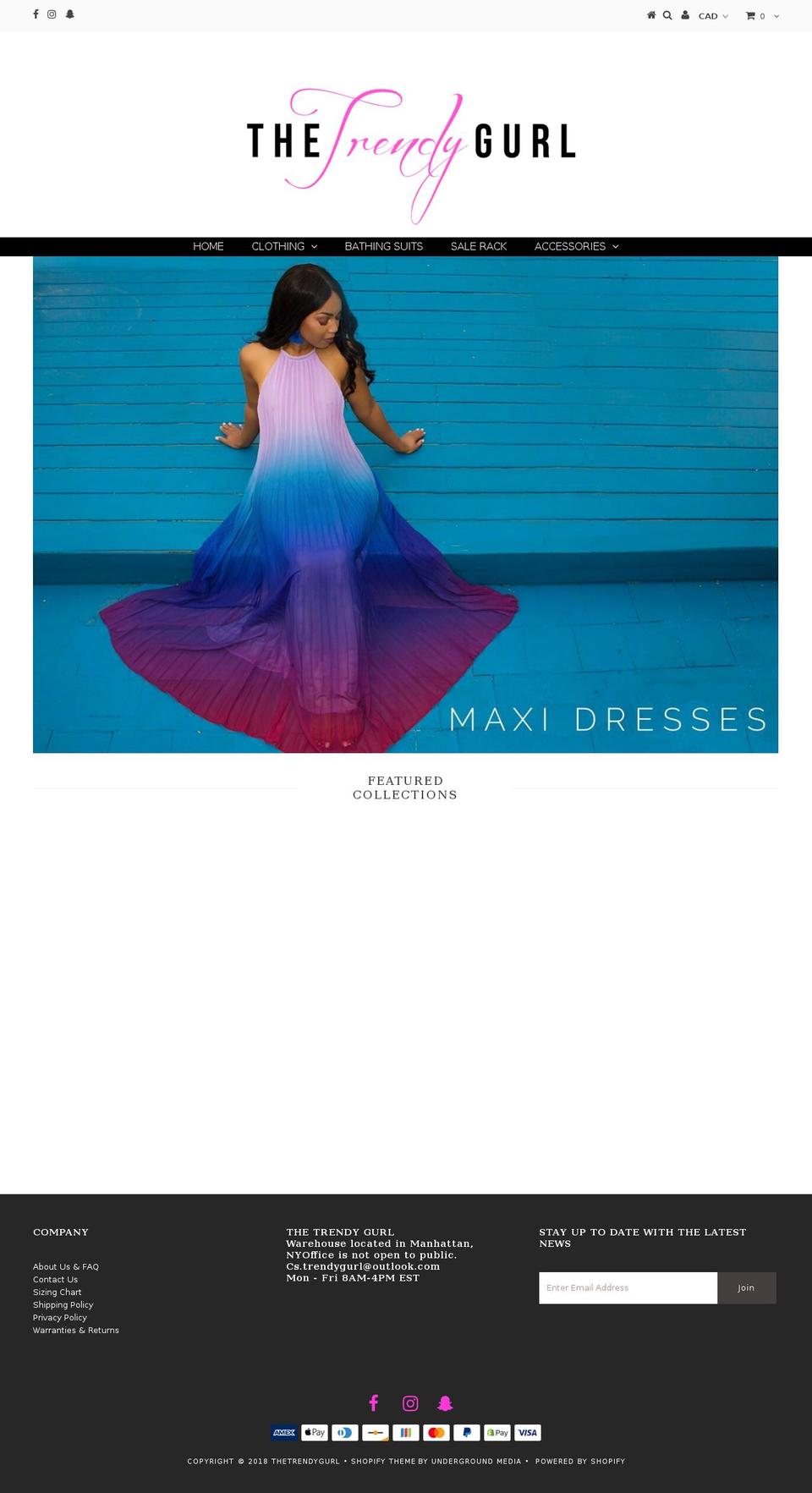 thetrendygurl.com — Shopify storefront screenshot