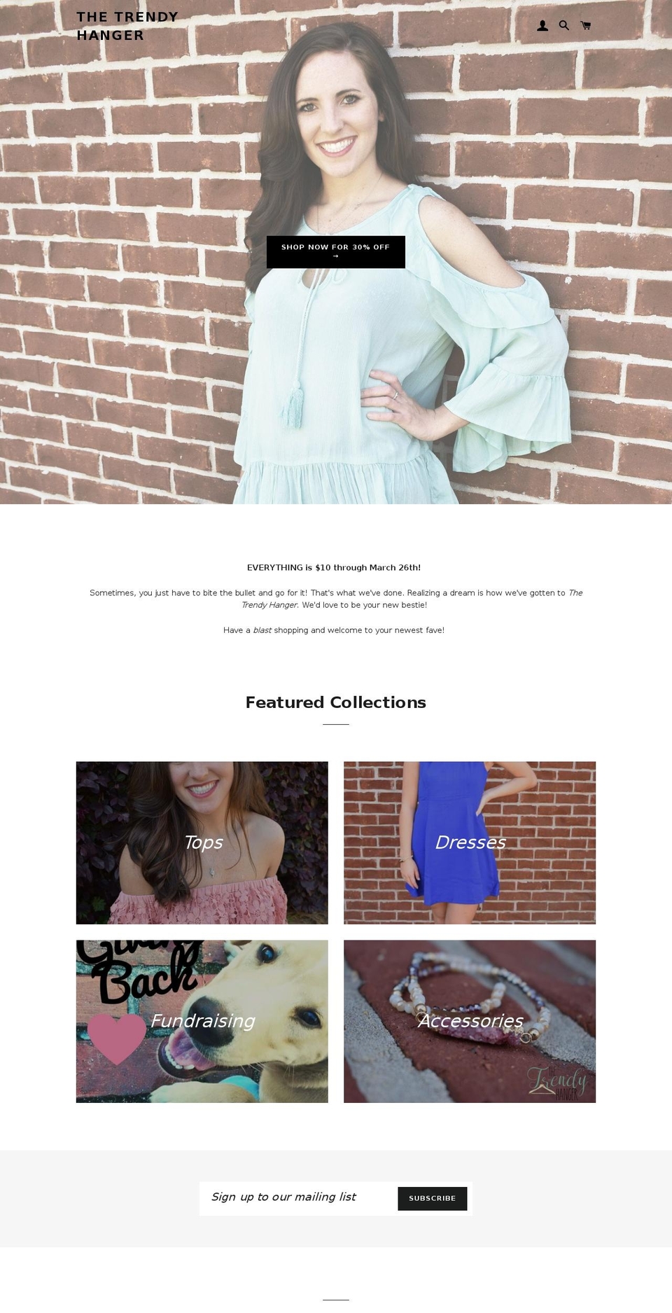 thetrendyhanger.com shopify website screenshot