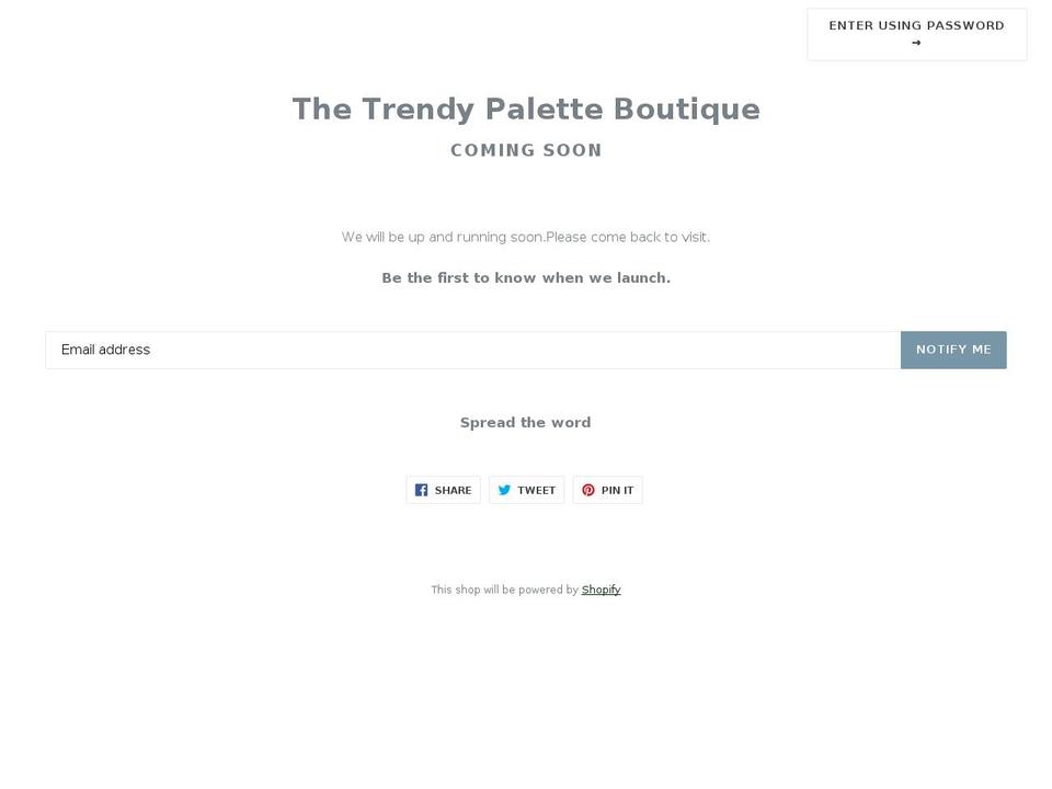 thetrendypaletteboutique.com shopify website screenshot
