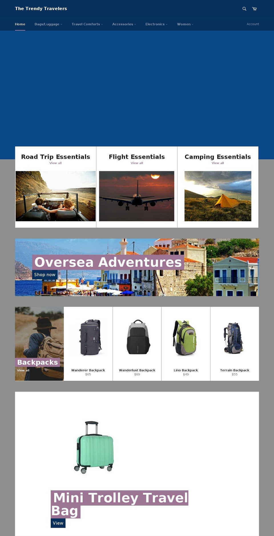 thetrendytravelers.com shopify website screenshot