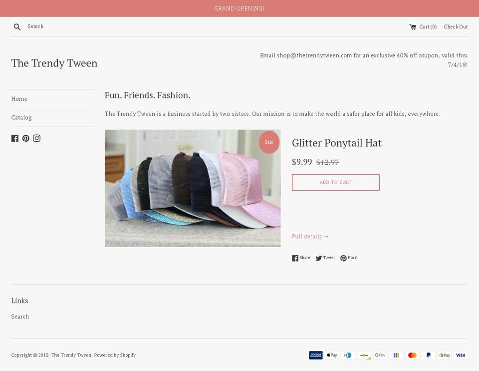 thetrendytween.com — Shopify storefront screenshot
