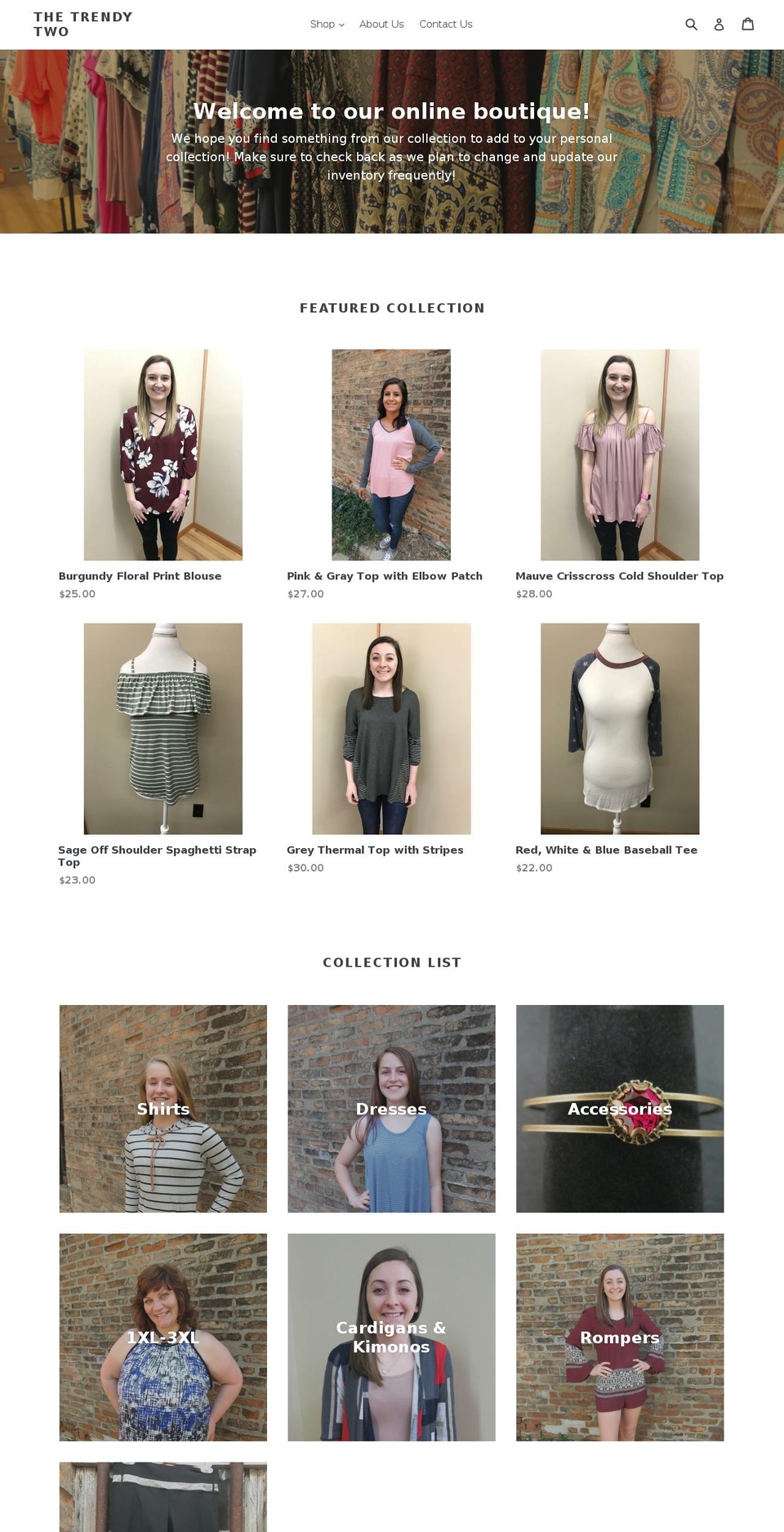 thetrendytwo.com — Shopify storefront screenshot