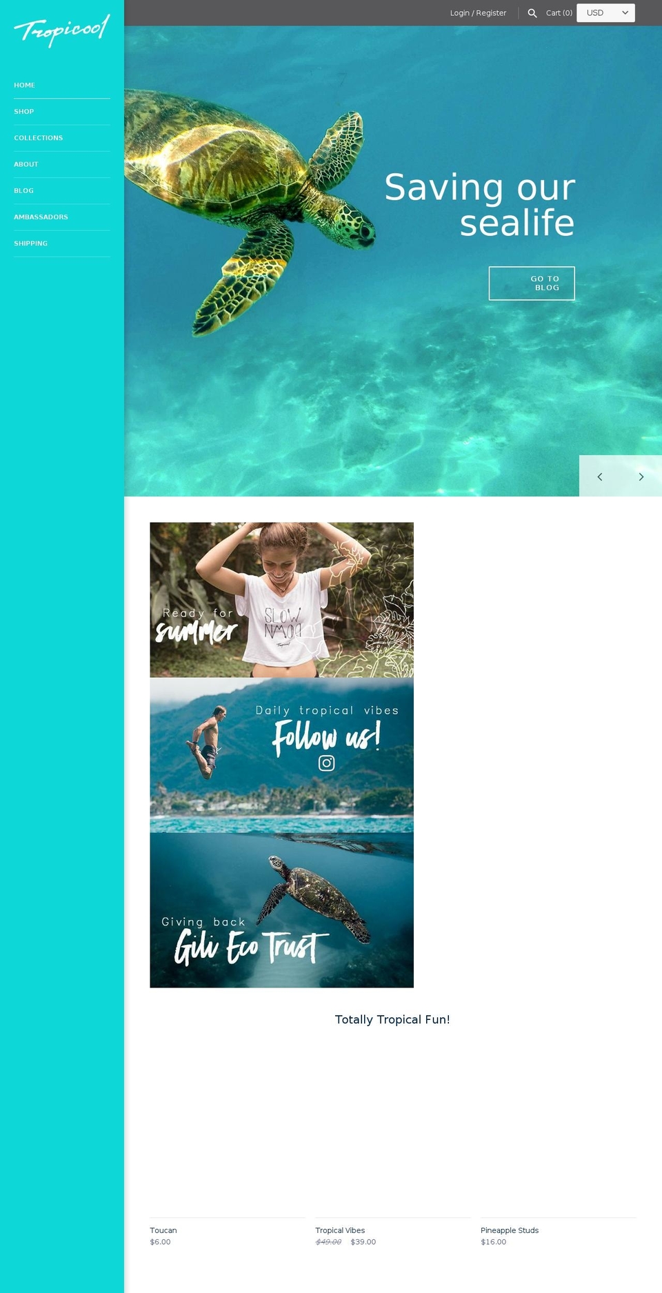 thetropicool.com — Shopify storefront screenshot