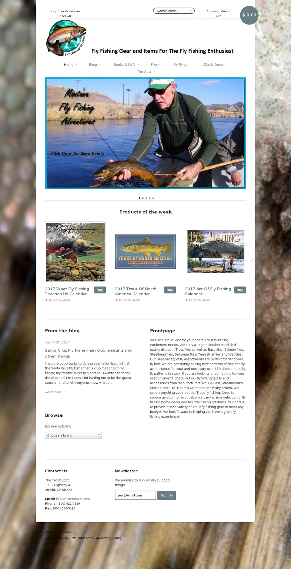 thetroutspotflyfishing.com shopify website screenshot