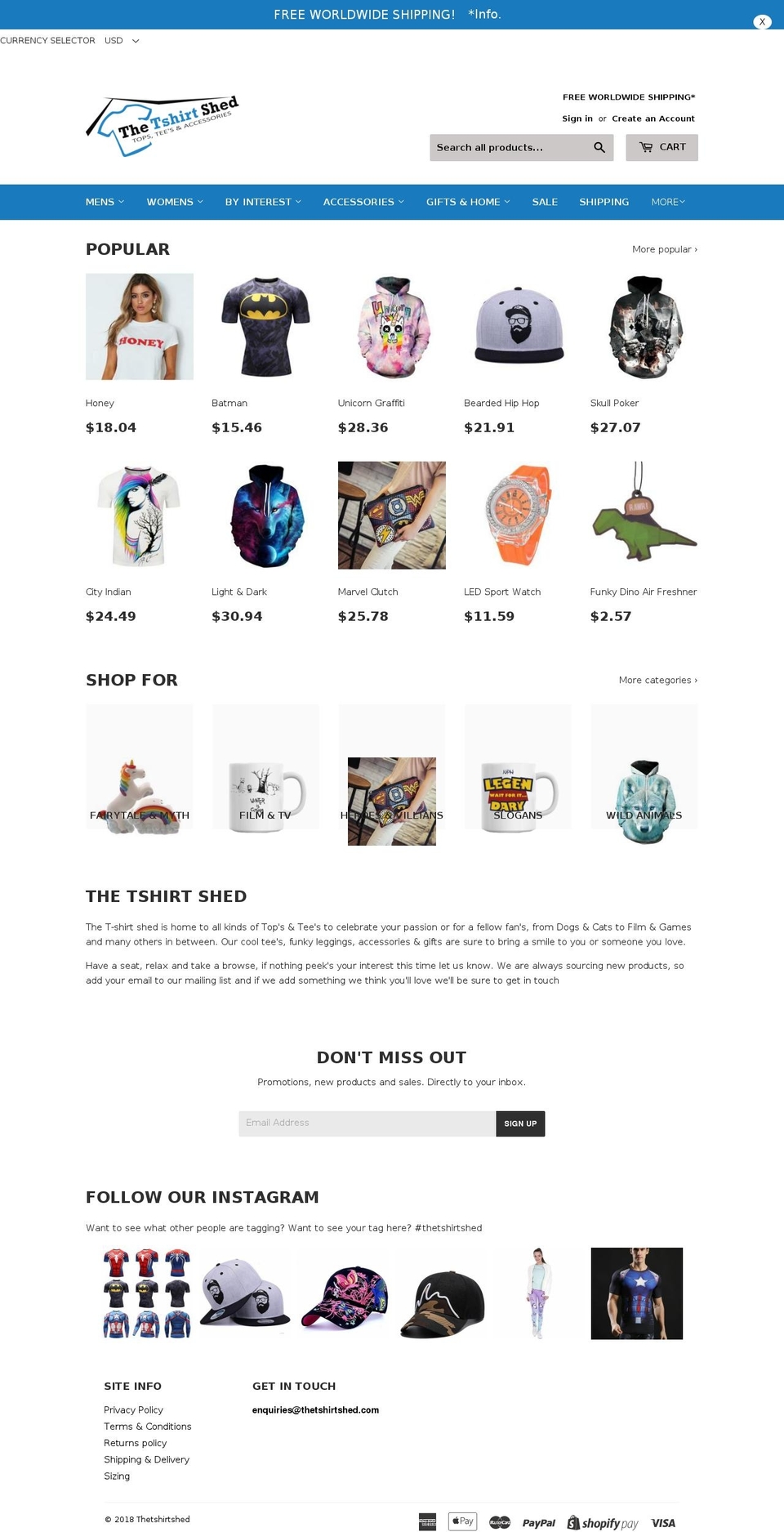 thetshirtshed.com — Shopify storefront screenshot
