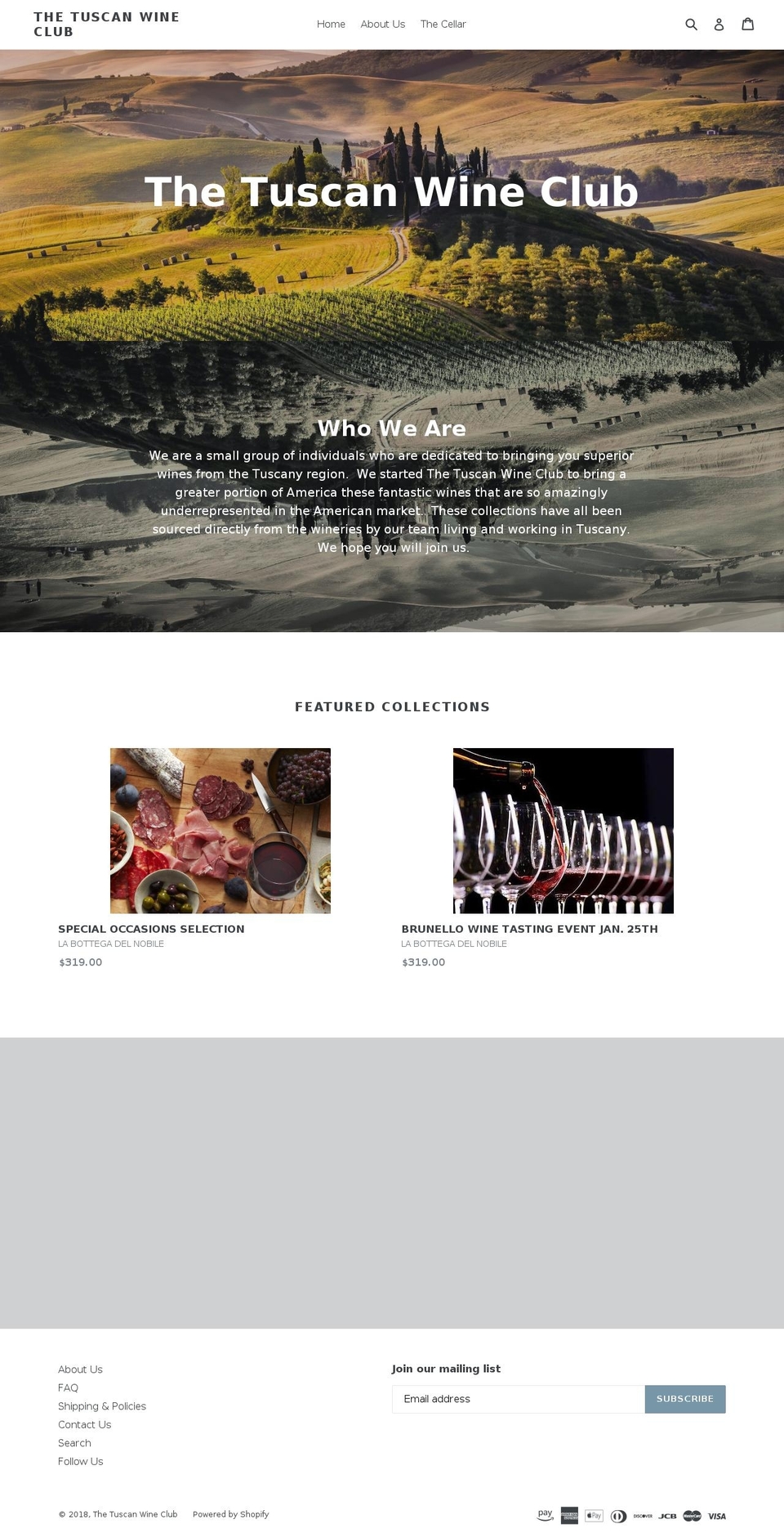 thetuscanwineclub.com — Shopify storefront screenshot