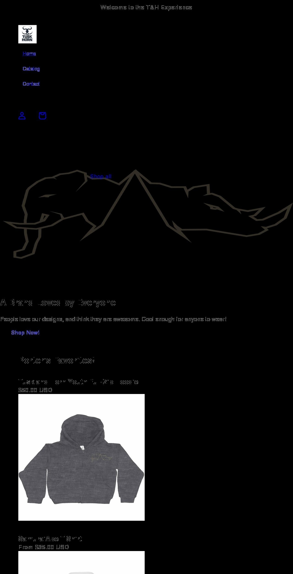 thetuskandhorn.com shopify website screenshot