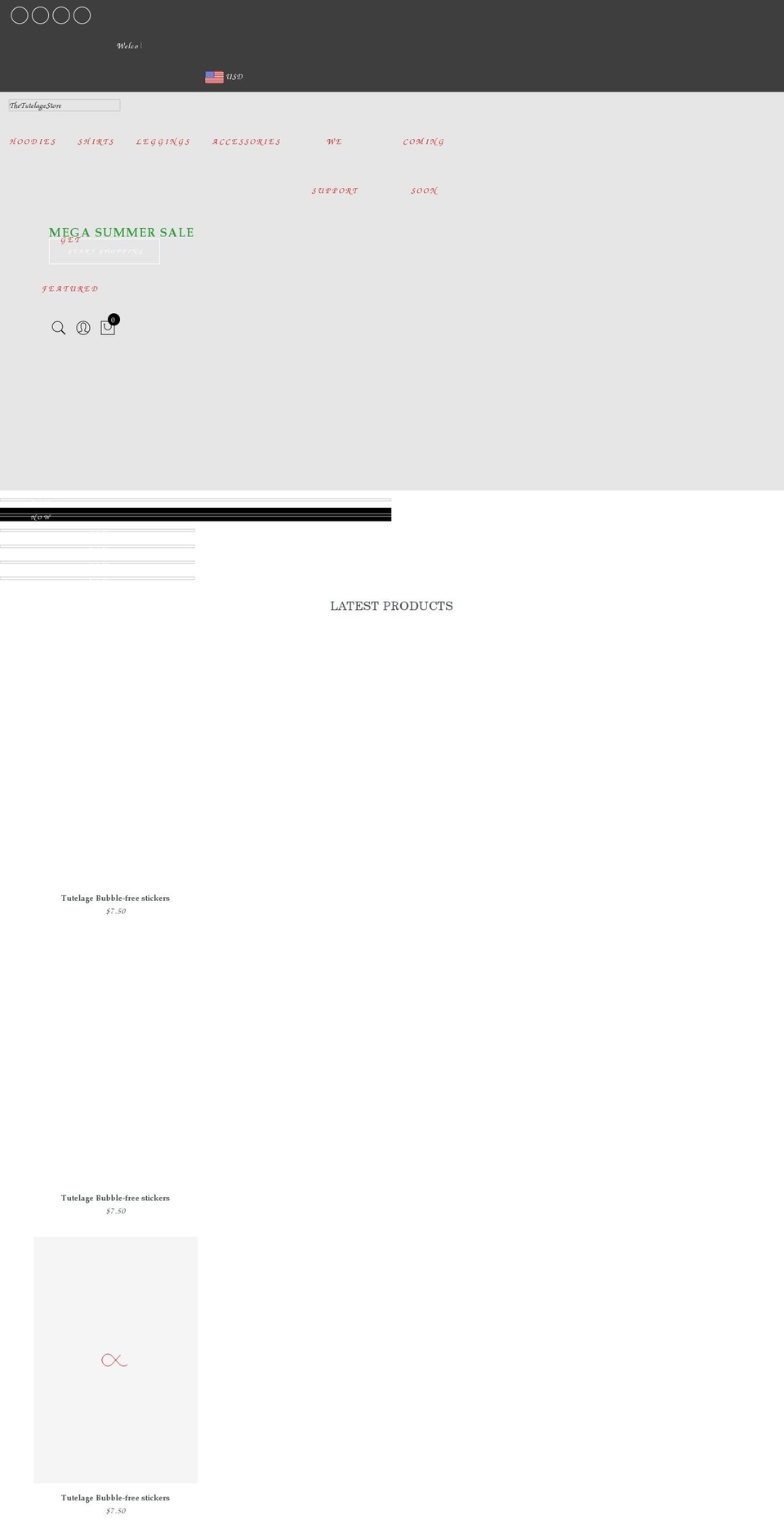 thetutelagestore.com shopify website screenshot