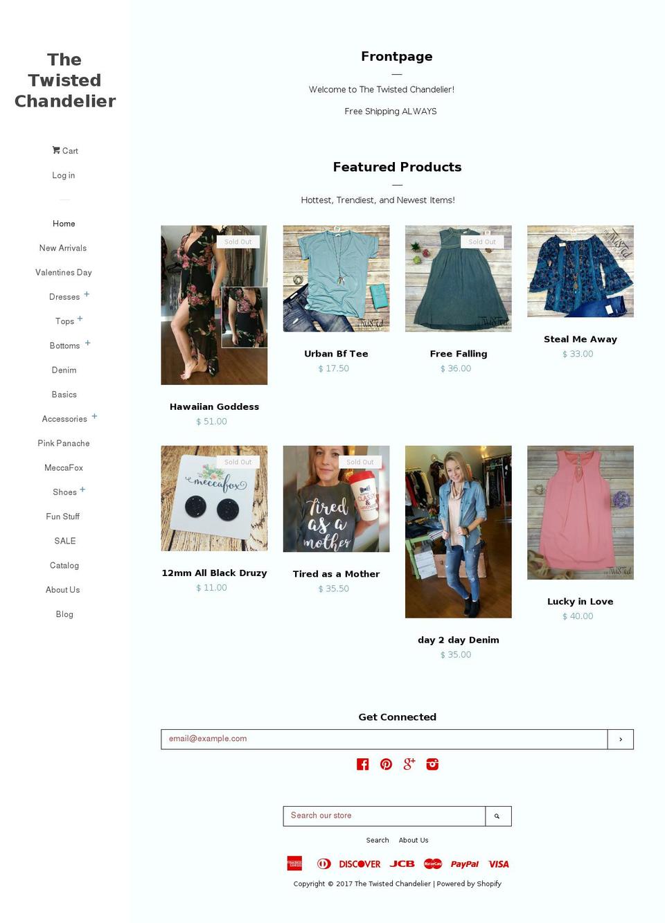 thetwistedchandelier.com shopify website screenshot