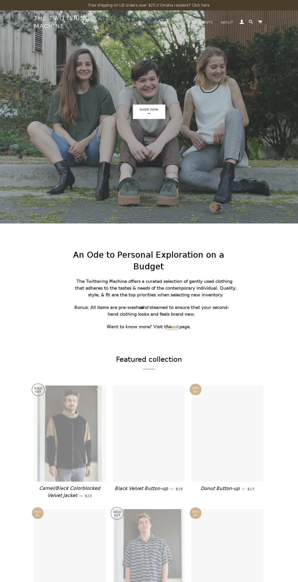 thetwitteringmachine.com — Shopify storefront screenshot