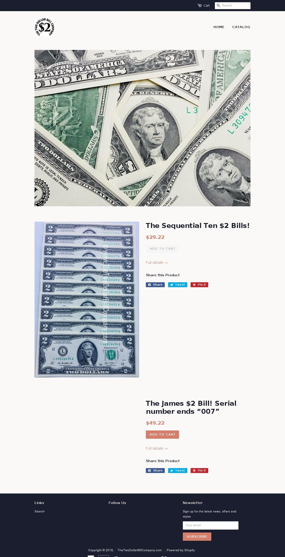 thetwodollarbillcompany.com shopify website screenshot