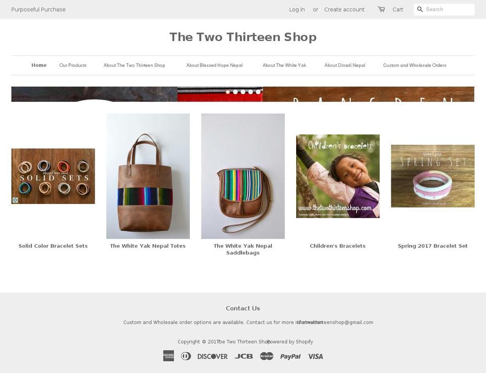 thetwothirteenshop.com shopify website screenshot