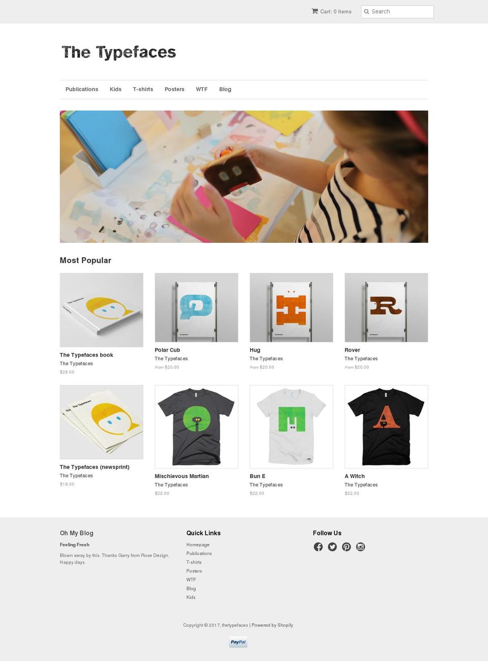thetypefaces.com shopify website screenshot