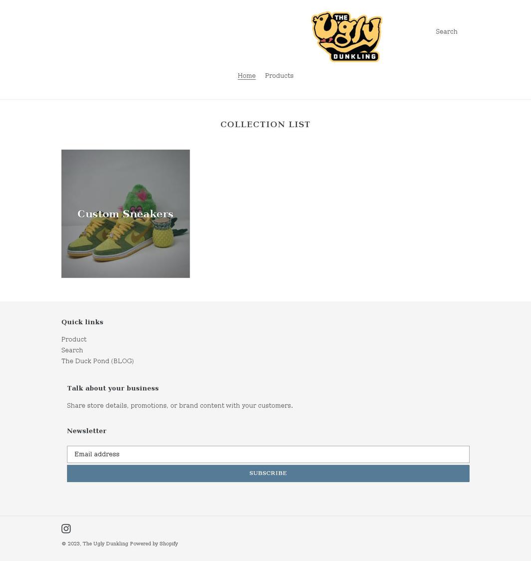 theuglydunkling.com shopify website screenshot