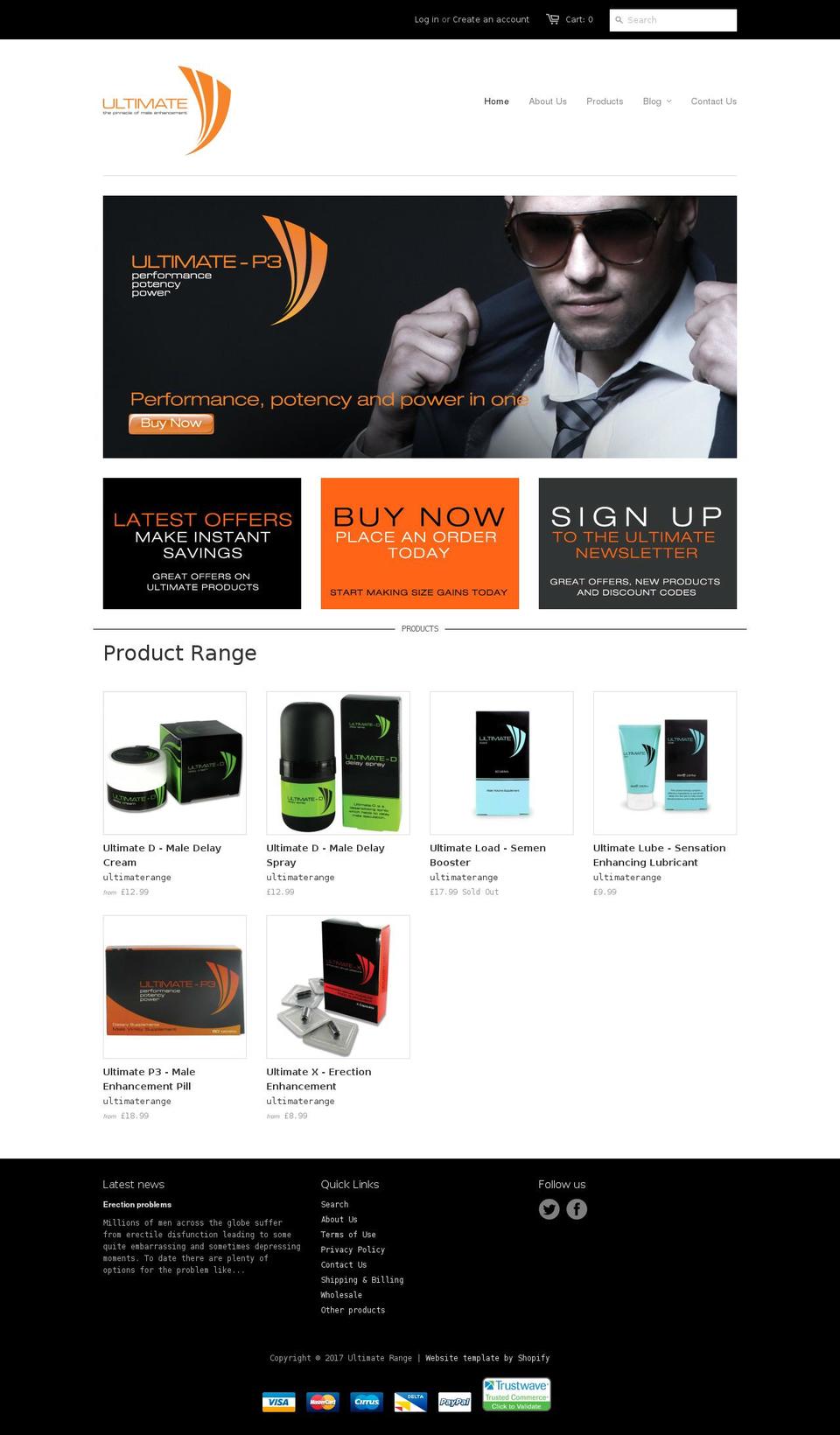 theultimaterange.com shopify website screenshot