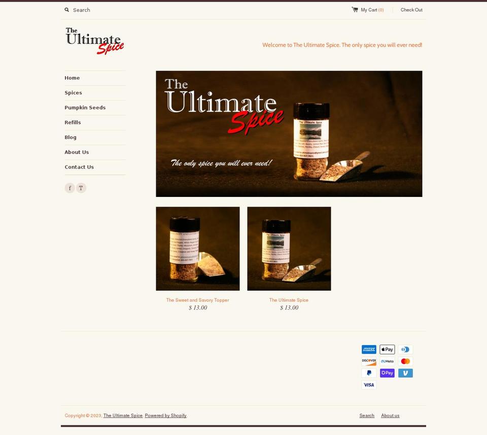 theultimatespice.com shopify website screenshot