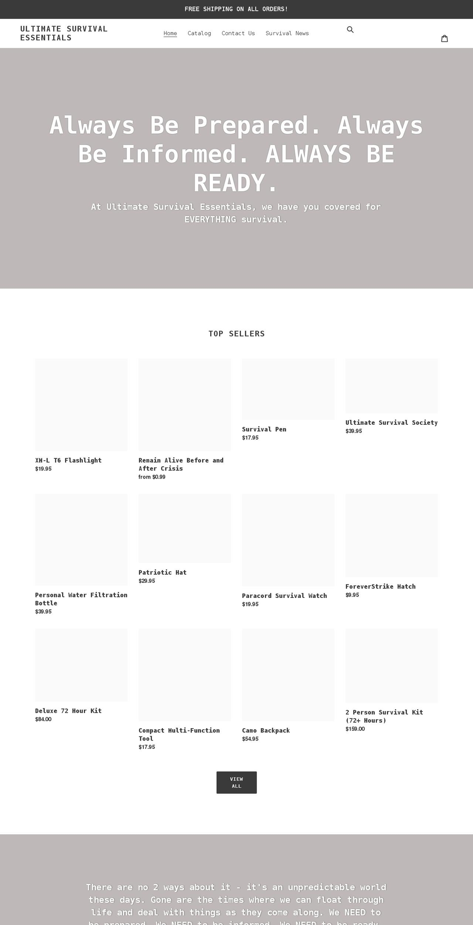 theultimatesurvivalessentials.com shopify website screenshot